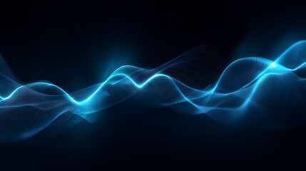 Captivating blue waves of energy flow gracefully against a dark canvas, a mesmerizing abstract digital art form display.