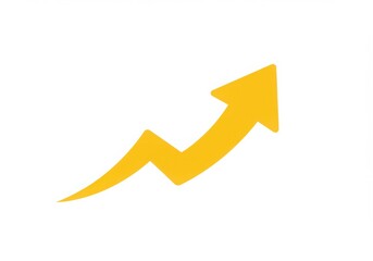Yellow zigzag arrow pointing upwards indicating growth and progress isolated on white background