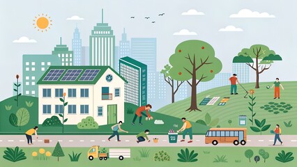 Fototapeta premium vector illustration of city landscape