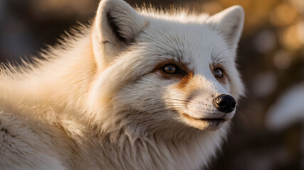 Naklejka premium Close-up Portrait Of A Majestic White Fox