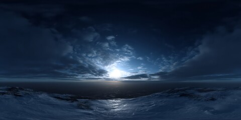 Fototapeta premium Panoramic hdr 360 degrees seascape at sunset ocean view high-quality hdri environment