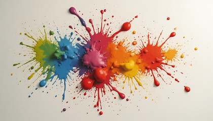 Colorful Paint Splash on White Background Bright Artistic Abstract
