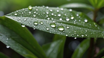 Naklejka premium dewy green leaves