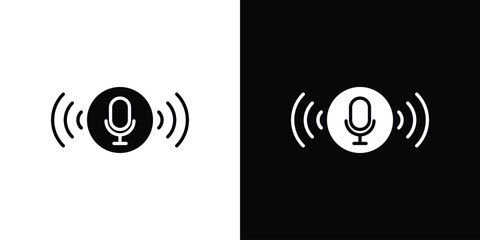 Voice control icon black flat pictogram. For graphic and web design.