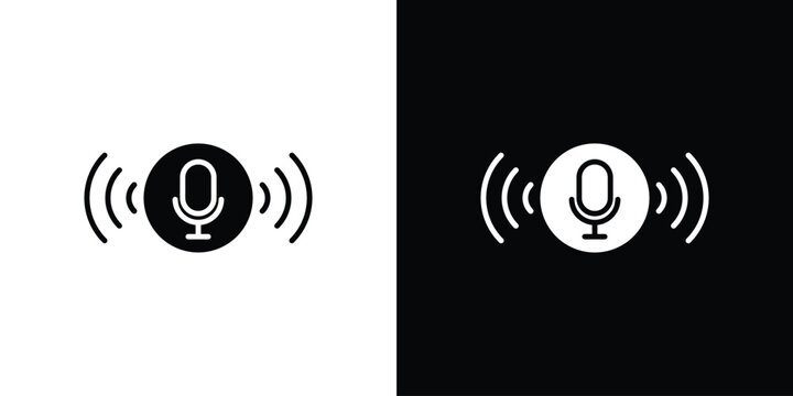 Voice control icon black flat pictogram. For graphic and web design.