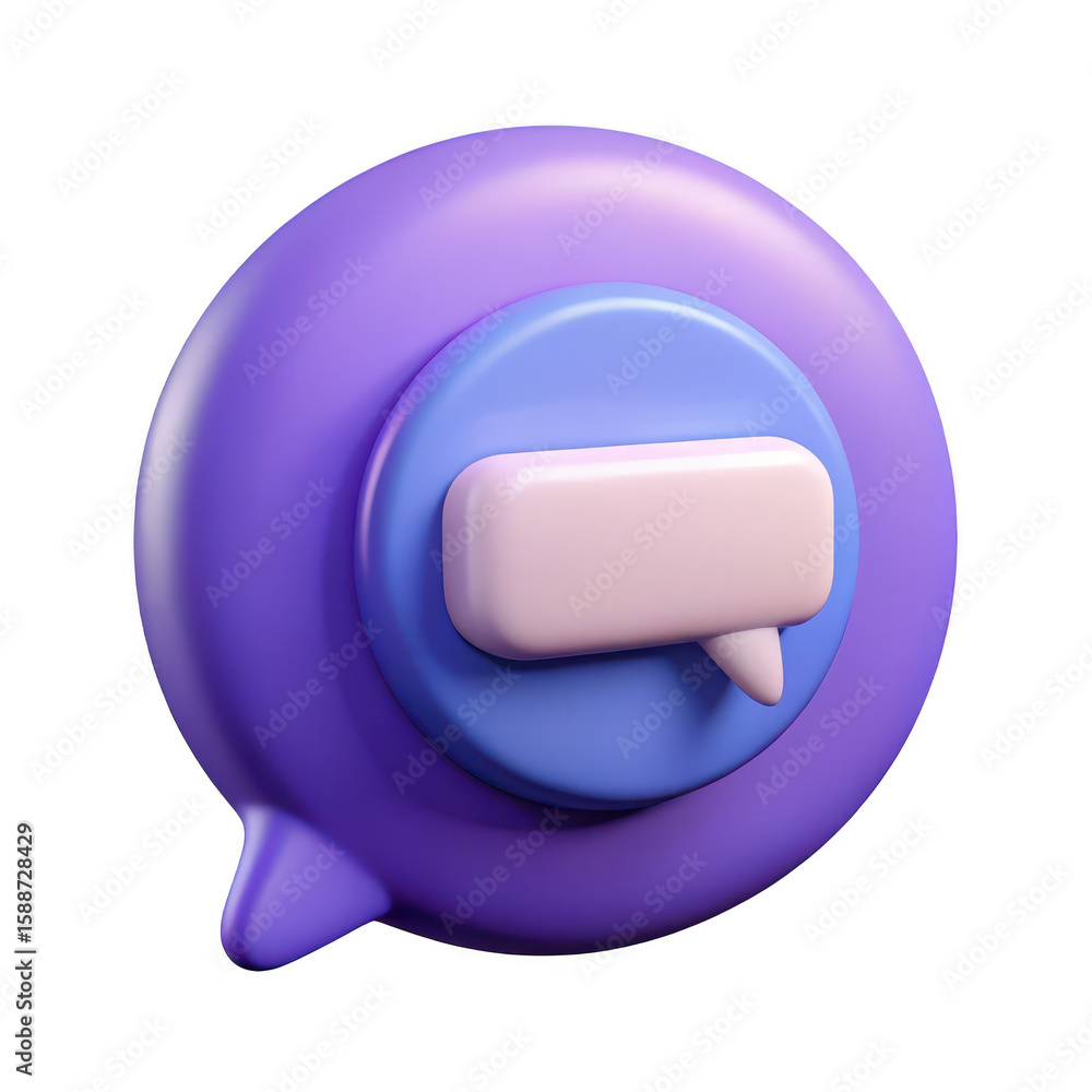 Poster stylized 3d speech bubble icon with pastel colors representing communication and messaging isolated 