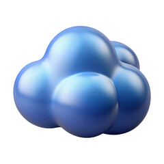 A smooth bulbous light blue cloud formation with reflective surfaces isolated on transparent background