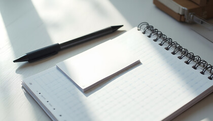 Modern Branding Stationery Mockup on Wooden Desk with Natural Light