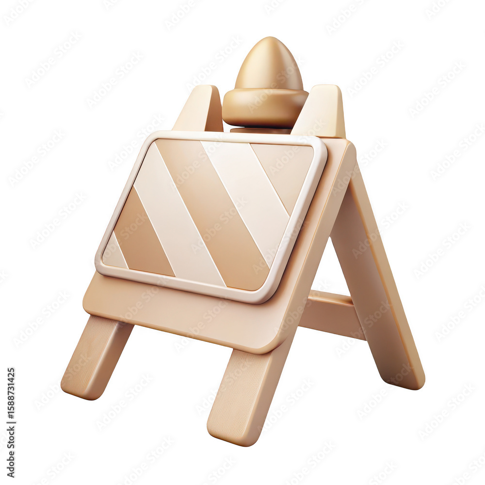 Poster a 3d rendered construction barrier with diagonal stripes and a rounded top isolated on transparent b