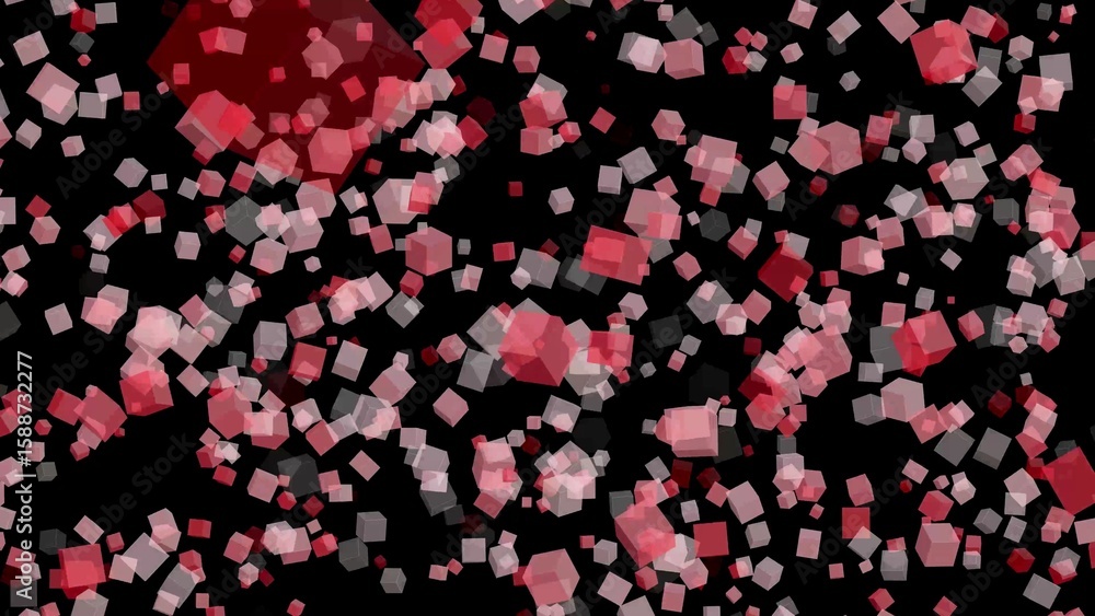 Poster abstract red and gray cubes floating against a black background