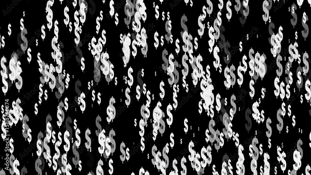 Poster white dollar sign symbols floating on black background abstract pattern