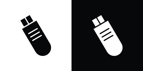 Pendrive icon black flat pictogram. For graphic and web design.