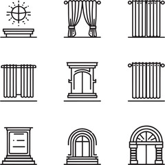 Smart Curtain Opener Outline Illustration
