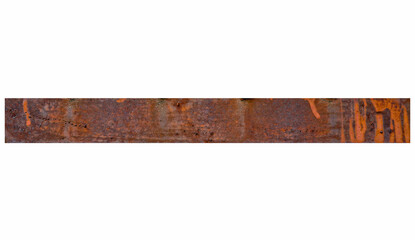 Rusty steel beam from metal stock isolated on white background.