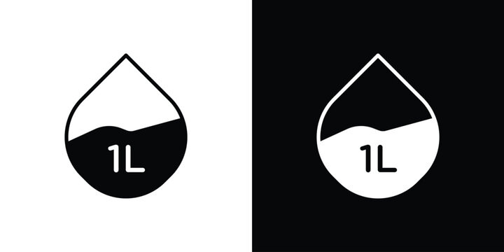 Liter icon black flat pictogram. For graphic and web design.