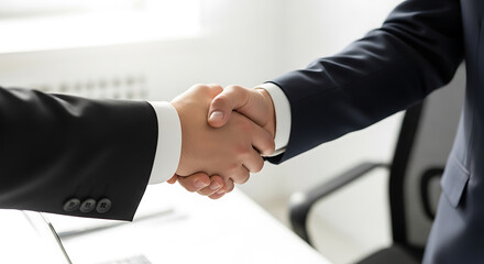 Businessmen shaking hands in agreement formal attire handshake partnership image