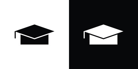 Graduated icon black flat pictogram. For graphic and web design.