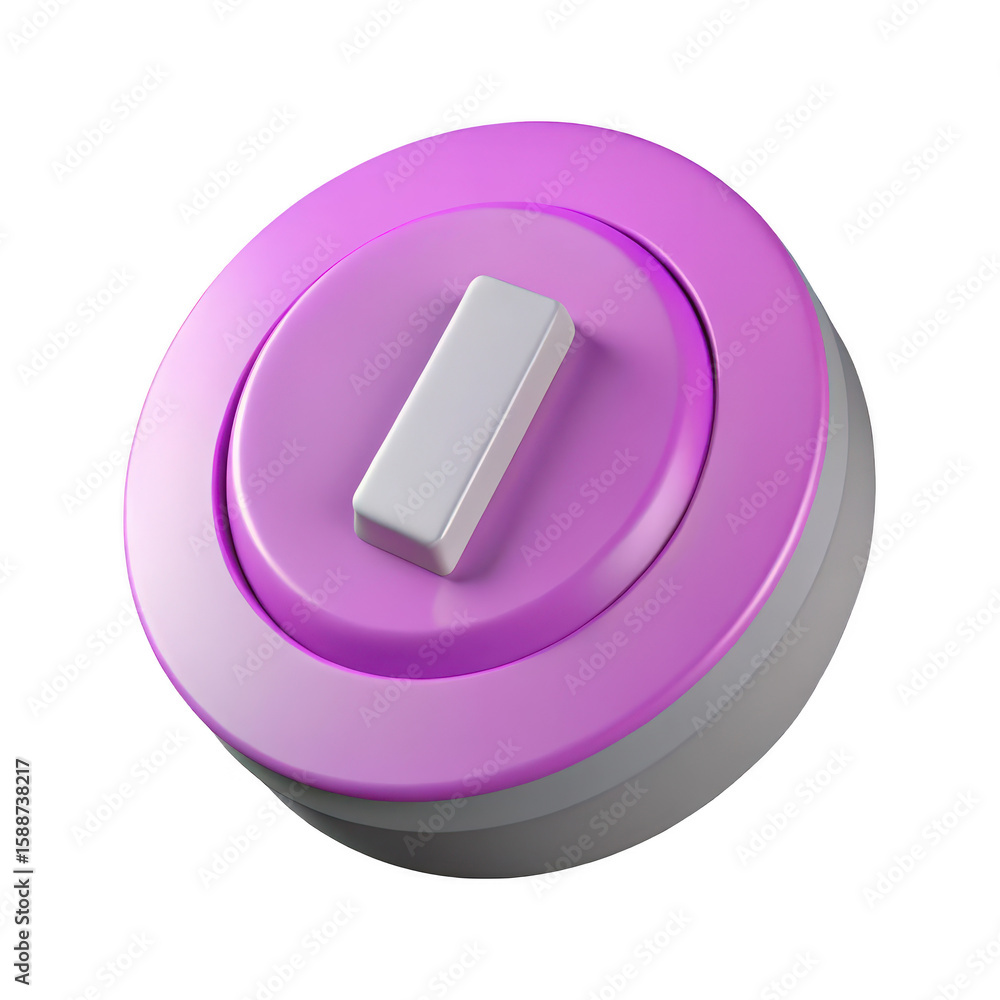 Fototapete stylized 3d rendered circular game token with a raised white rectangular element and purple accents 