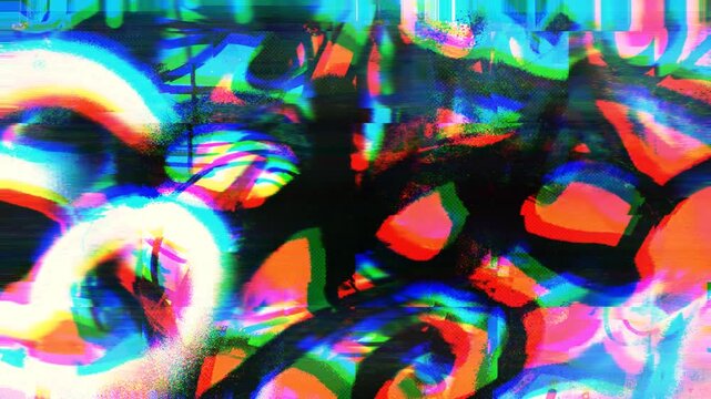 4k loop animation - Funky glitch art. Yellow, blue retro 80s, 90s, Y2K Distorted lines, Digital art, creative banner design, Futuristic cyberpunk animated retro video game pixelated background pattern