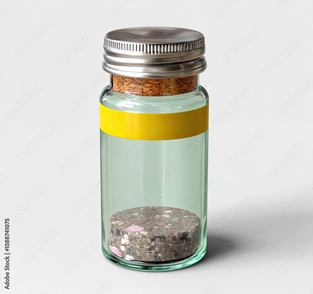 Aufkleber artistic rendering of glass bottle with silver cap studio setting 3d visualization minimalist design
