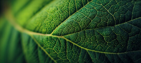 A close look at the texture of a green leaf 