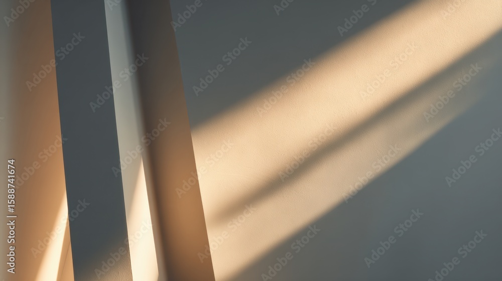 Poster abstract sunlight play: an elegant display of light and shadow dances across a wall, as the sun's ra