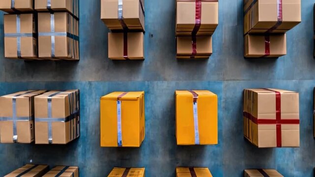 Trade shipment export packages ready for transportation with tax and logistic support to avoid conflict import and global trade
