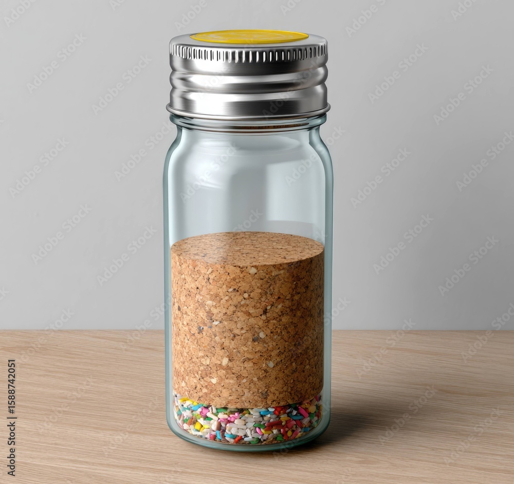 Poster artistic rendering of a glass bottle with silver cap studio setting high-quality image minimalist de