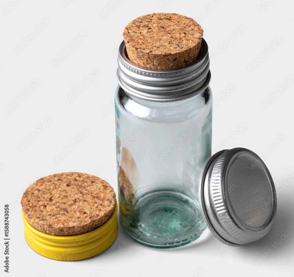 Poster artistic rendering of a glass bottle with silver cap studio setting 3d graphic modern design close-u