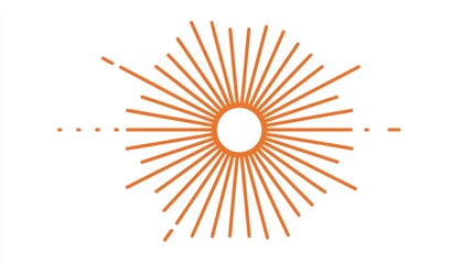 Obraz premium Radiant Sunburst Design: A minimalist and elegant sunburst design, radiating warmth and energy, features a central point and stylized rays of light, evoking feelings of optimism and vibrancy.
