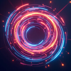 Obraz premium Futuristic Neon Circular Light Pattern in Bright Colors with Dynamic Motion