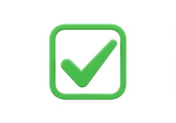 Green check mark inside a square border isolated on white background