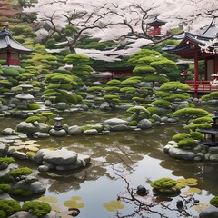 Serene Japanese Tea Garden at Dawn