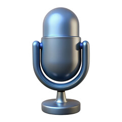 Obraz premium Retro style metallic microphone with a blue accent detail isolated on transparent background
