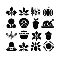 A Collection of Simple thanksgiving Silhouette Template Illustration.