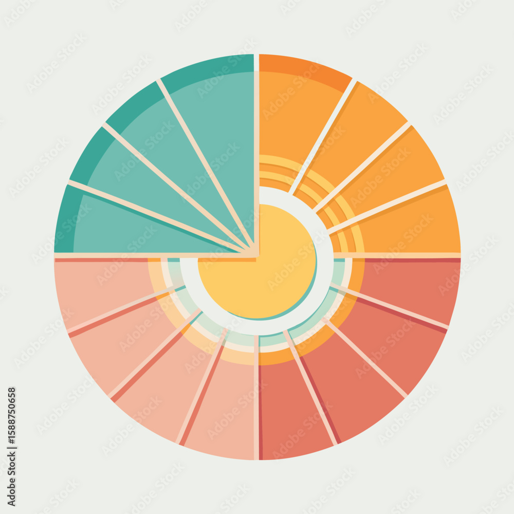 Poster abstract colorful data visualization illustration depicting information through radar charts and don