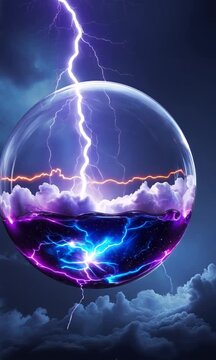 A fascinating animated screensaver for your smartphone, depicting a glass sphere with a raging thunderstorm inside.