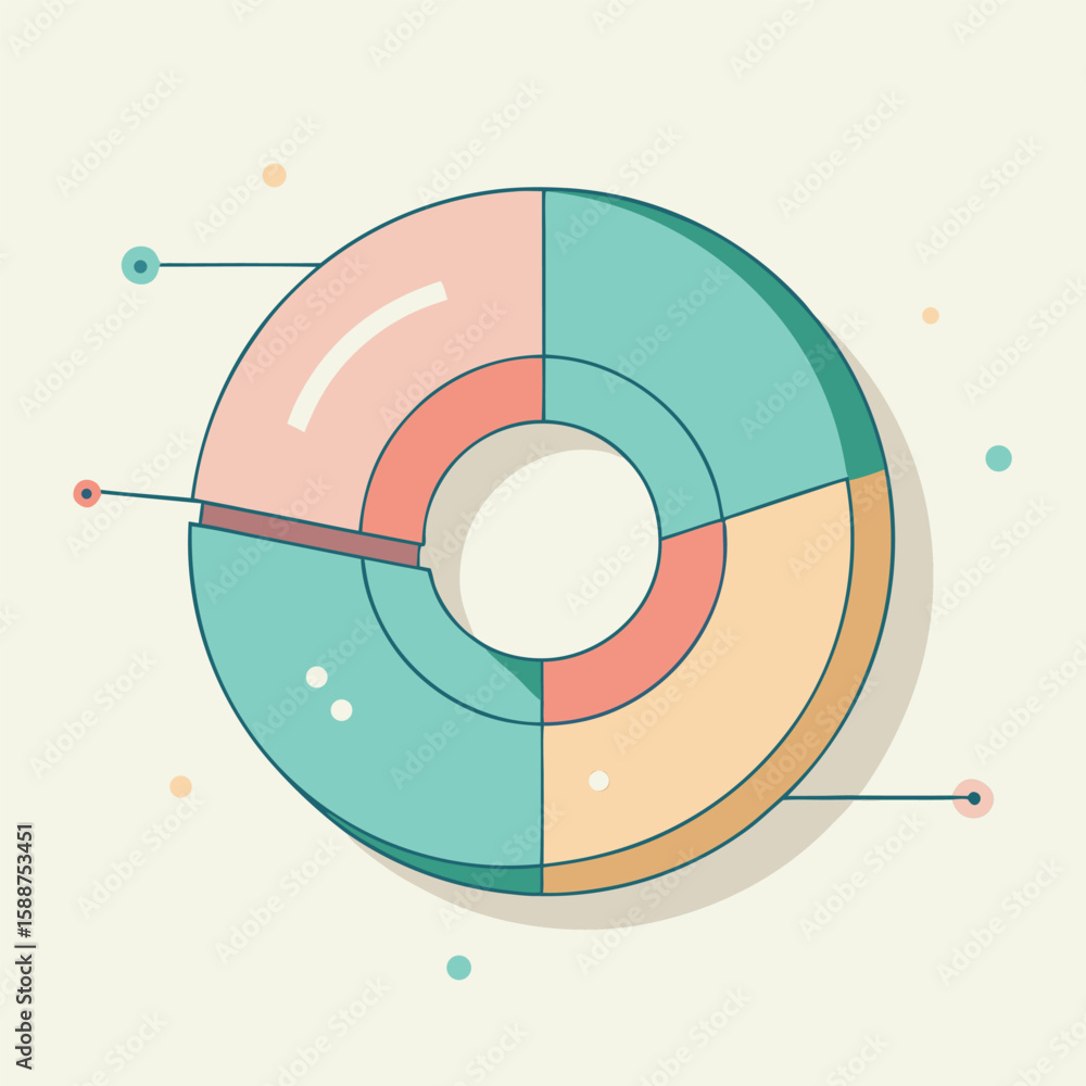 Poster colorful and modern donut chart illustrating statistical data and representing business infographics
