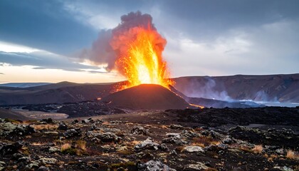 Volcanic eruption at sunrise
