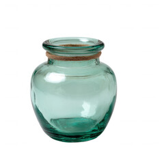 A clear, empty glass jar with a rustic twine accent, perfect for storage or decoration, set against a white isolated background.