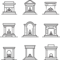Smart Fireplace Ultra Minimalist 2D Line Variant 