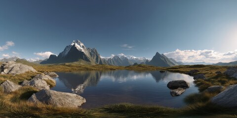 Fototapeta premium Breathtaking 360 degrees panoramic view of nature landscape with hdr and hdri effects