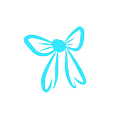 Cute Blue Ribbon Bow Illustration