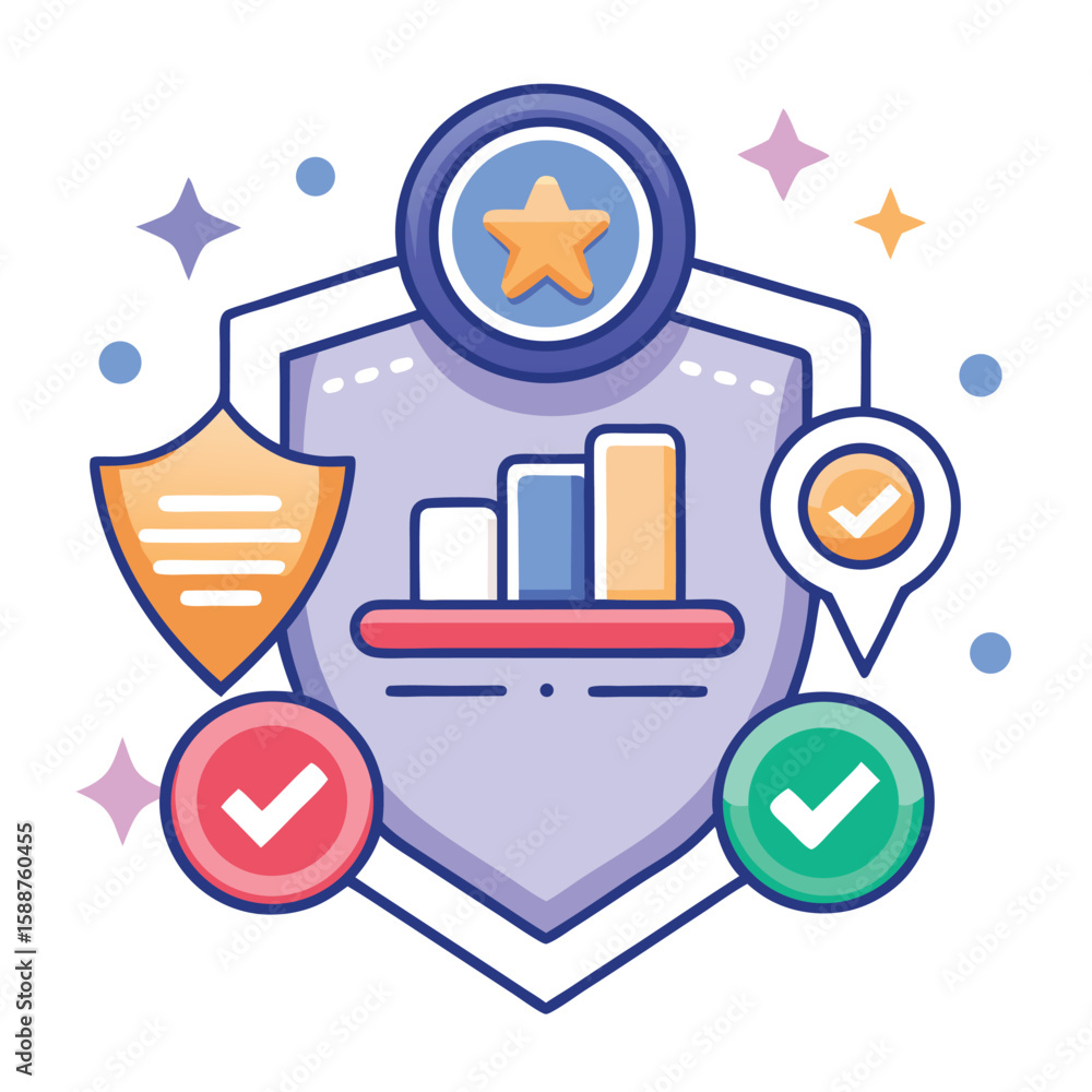 Poster illustrative representation of business success, sales target achievement, and data-driven progress 