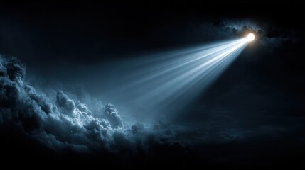 Light beam piercing dark clouds