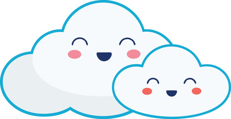 Happy Cartoon Cloud with Smiling Faces.
