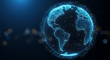 Digital Earth Globe with Glowing Blue Dots and Connected Lines