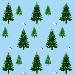 Seamless Pattern of Snowy Pine Trees, Perfect for seasonal, natural, and festive applications or wallpapers.