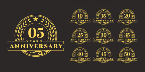 Golden Anniversary Logos 5, 10, 15, 20, 25, 30, 35, 40, 45, 50 Years