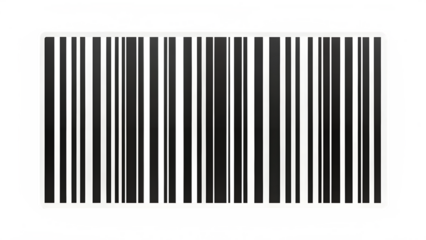 Black and White Barcode Icon with Irregular Border Against White Background isolated on a transparent background